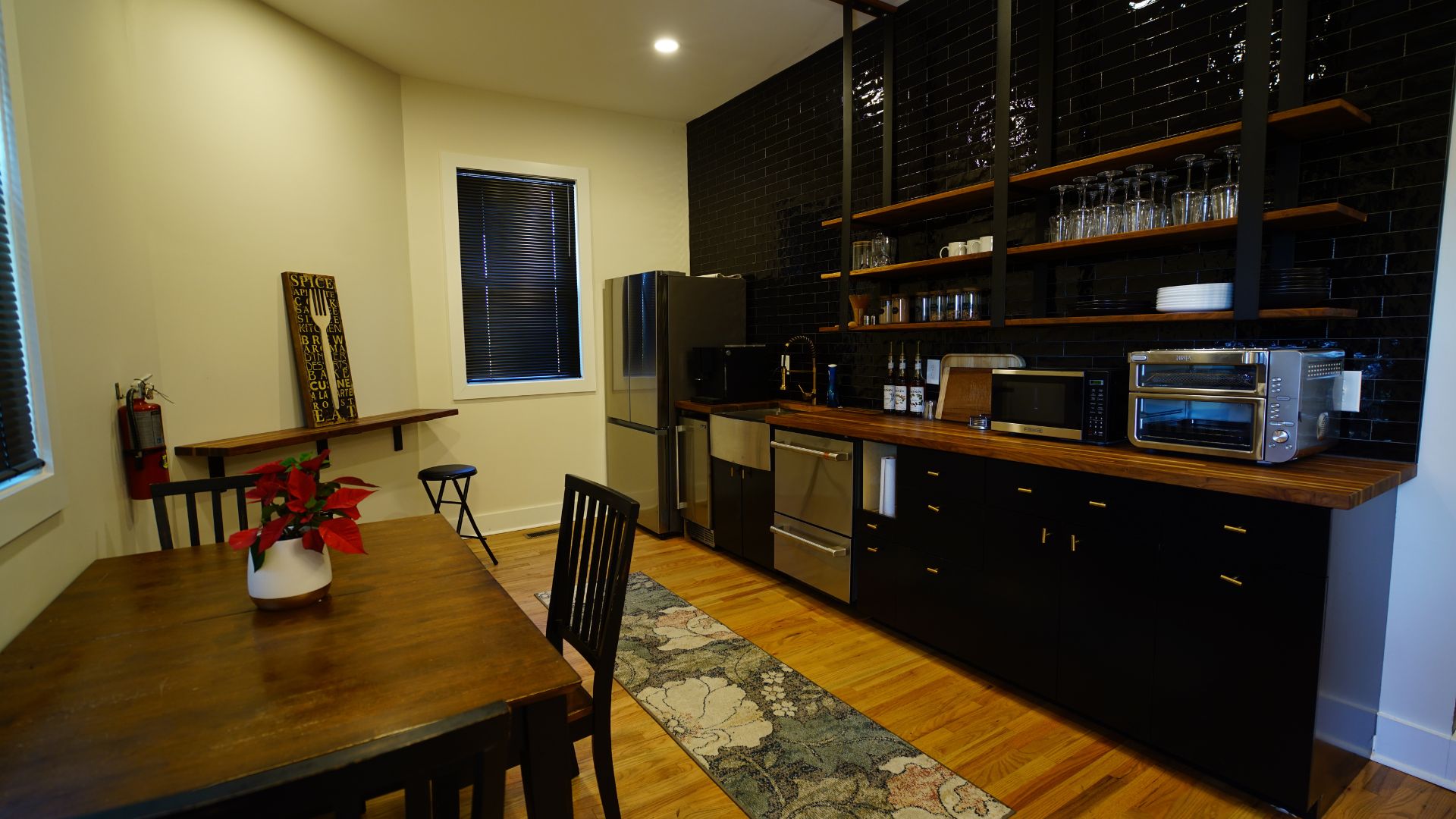 Breakroom with kitchen and dining area for tenants at 521 N McDuffie Workspace, Anderson SC